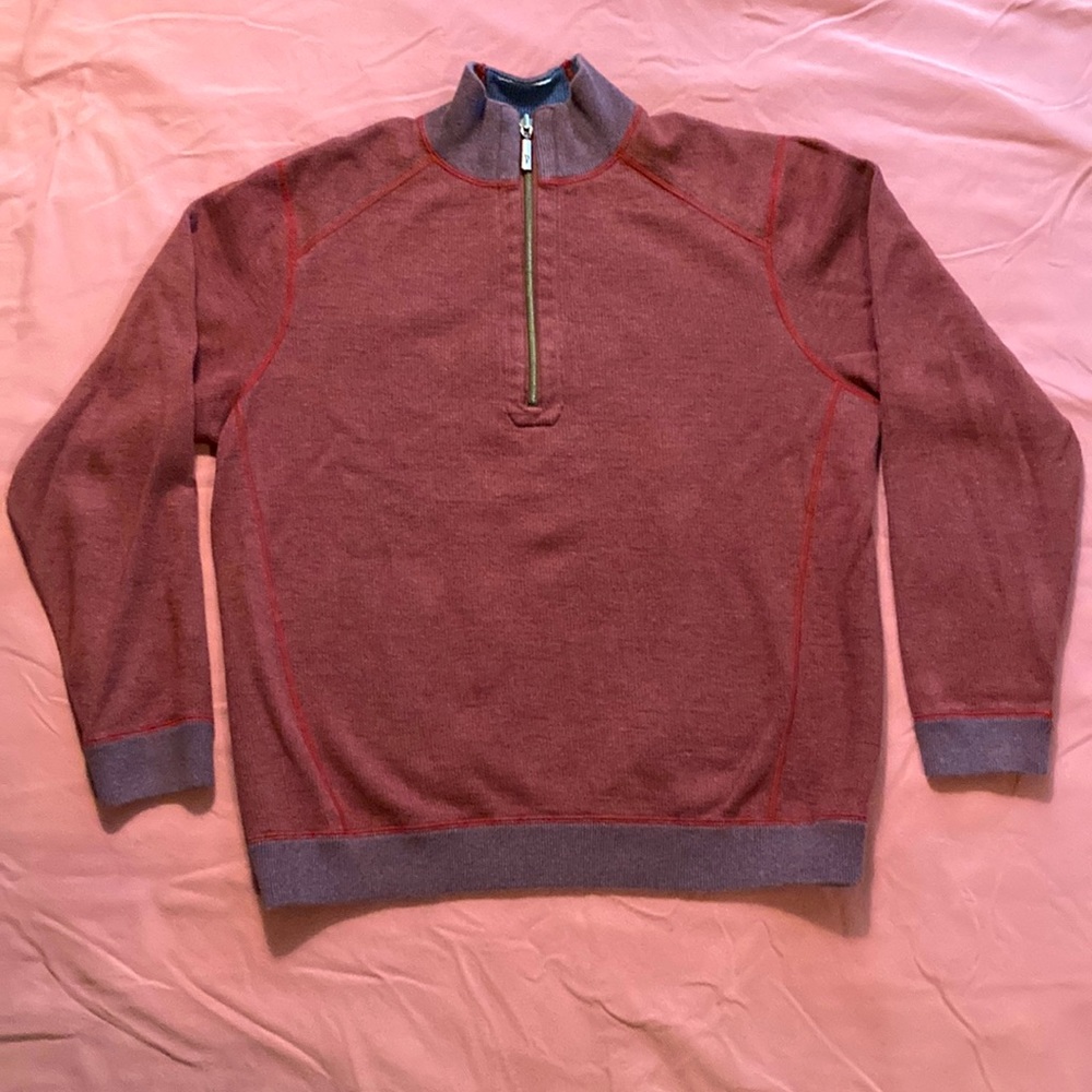 Burgundy/Blue reversible Tommy Bahama 1/4 Zip Women’s Sweater (size unknown)